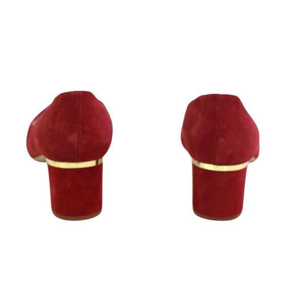 kate spade BURGUNDY REAL LEATHER SUEDE MID HEEL POINTED CLASSIC PUMP SHOES Sz 8M - Picture 5 of 11